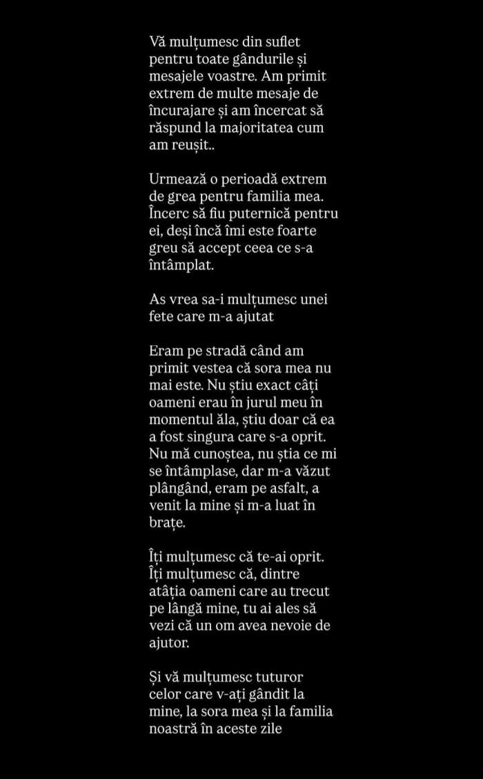 mesajul surorii Valentinei