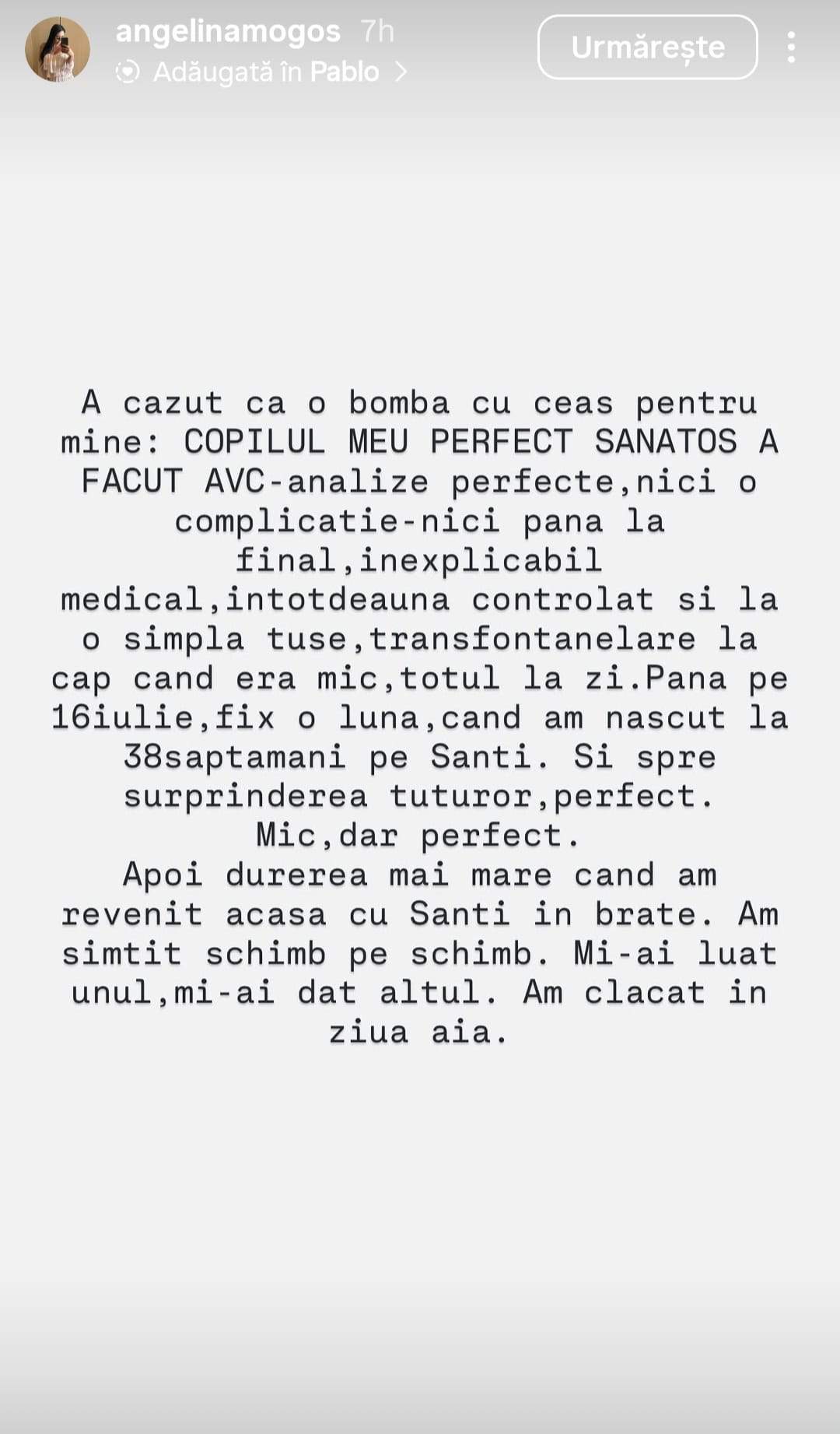 Fiica lui Adrian Mogoș a născut! Angelina a vorbit pentru prima dată despre clipele prin care a trecut: ”Am dormit o lună în fața spitalului”