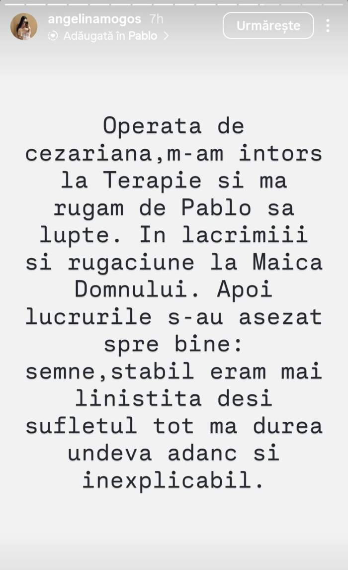 Fiica lui Adrian Mogoș a născut! Angelina a vorbit pentru prima dată despre clipele prin care a trecut: ”Am dormit o lună în fața spitalului”