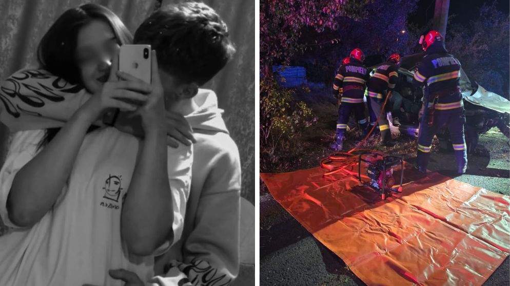 Colaj foto cu tânărul mort în accident și iubita lui