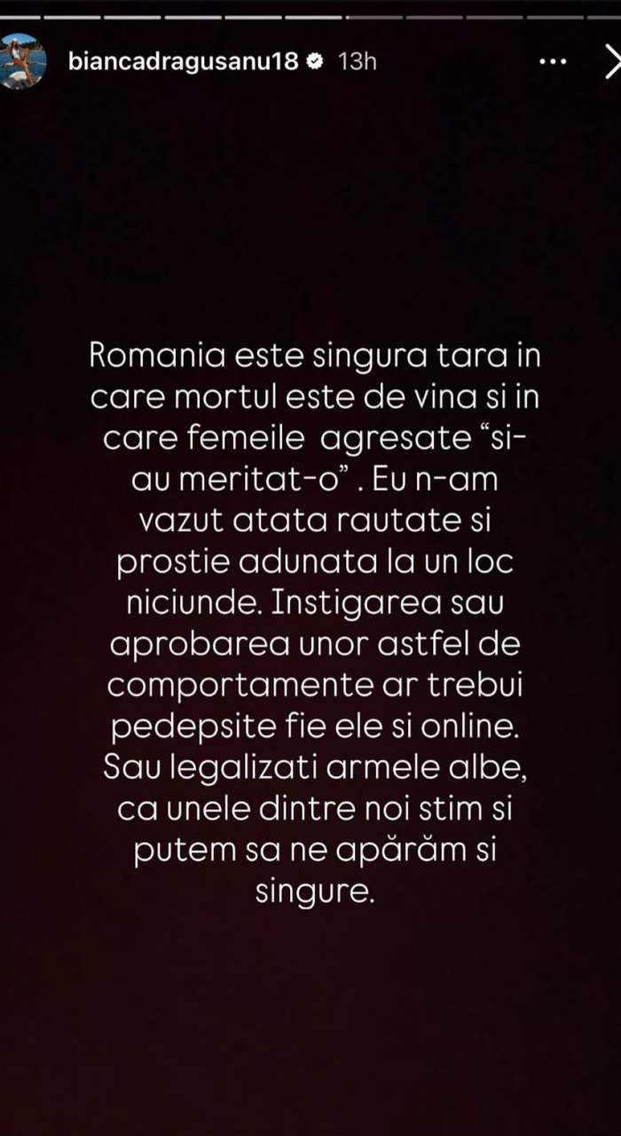 Mesajul Biancăi Drăgușanu