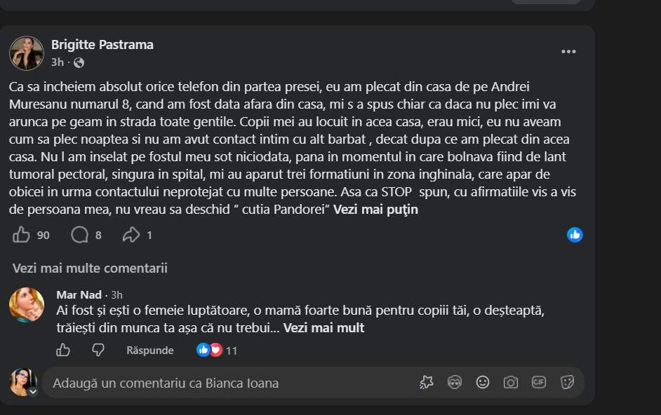 Cum a reacționat Brigitte Păstramă, după ce Ilie Năstase a acuzat-o că l-a înșelat. Ce spune despre episodul când ar fi fost dată afară din casă