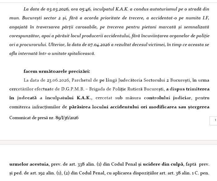 Răsturnare de situație în dosarul fotbalistului care a lovit mortal o femeie pe trecerea de pietoni și a fugit. Decizia luată de judecători