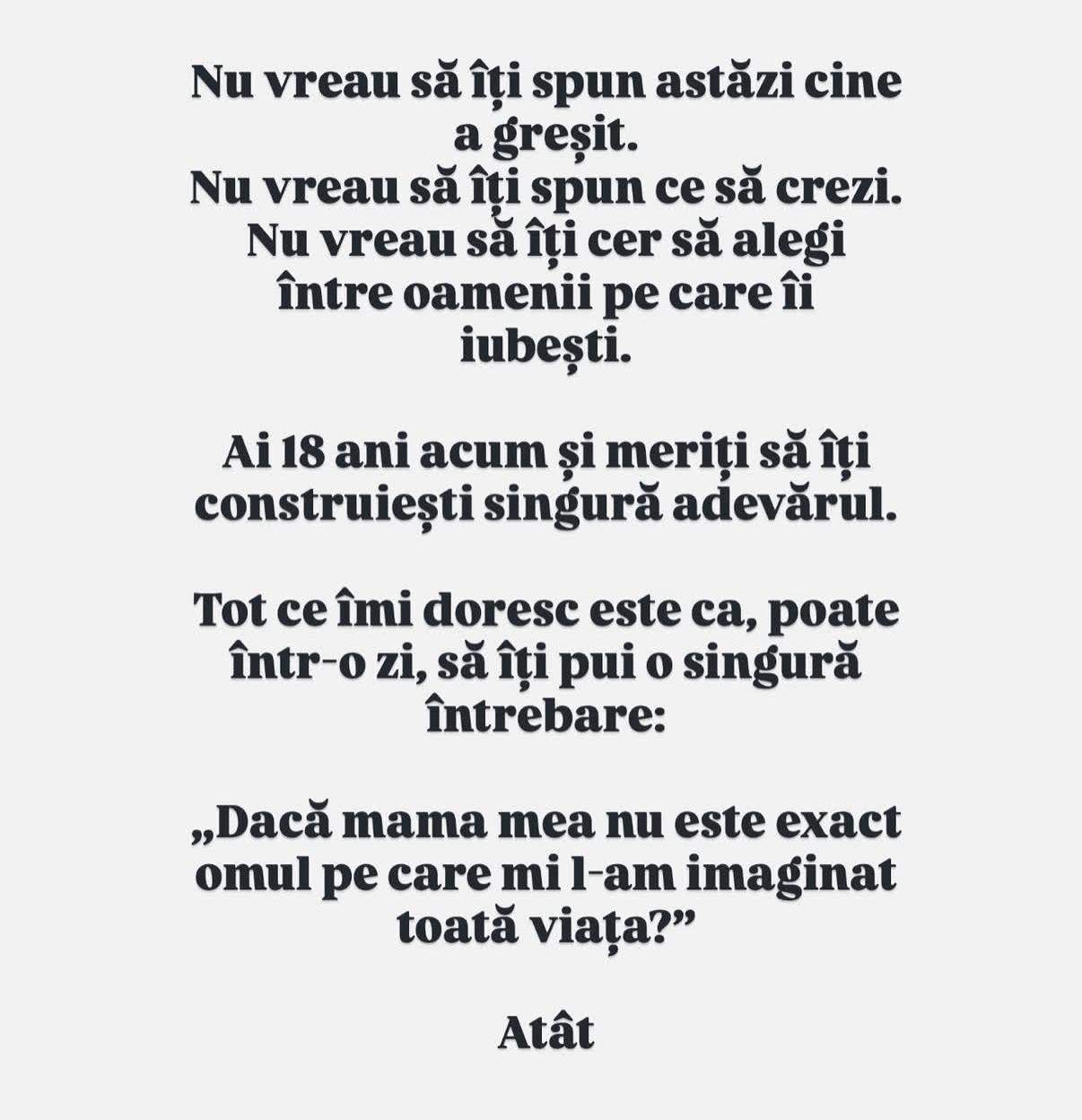 Roxana Blagu, mesaj emoționant pentru fiica ei, la majorat. Ce i-a transmis Oanei după 13 ani de când trăiesc separate: