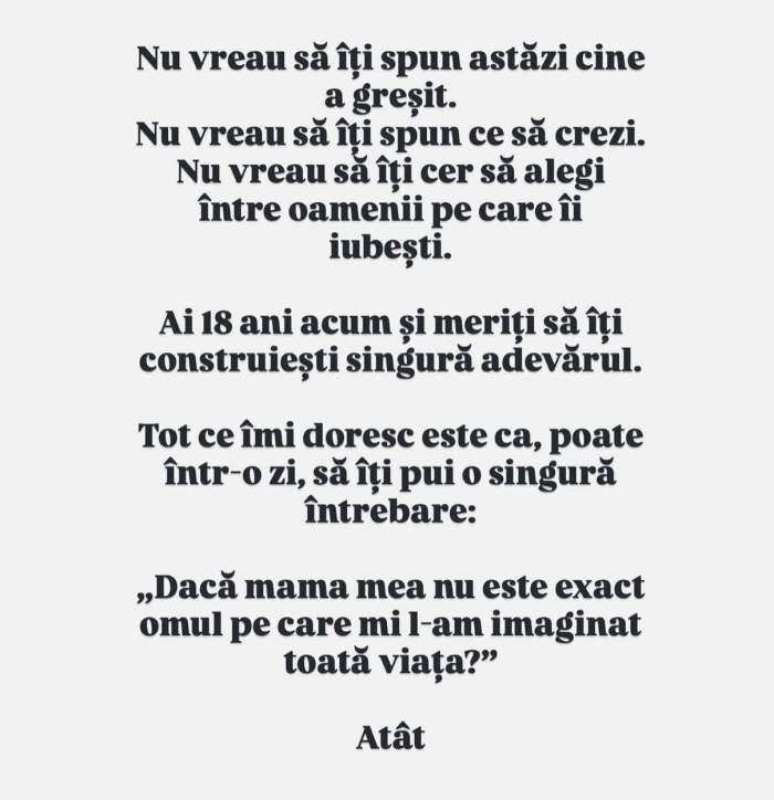 Roxana Blagu, mesaj emoționant pentru fiica ei, la majorat. Ce i-a transmis Oanei după 13 ani de când trăiesc separate: