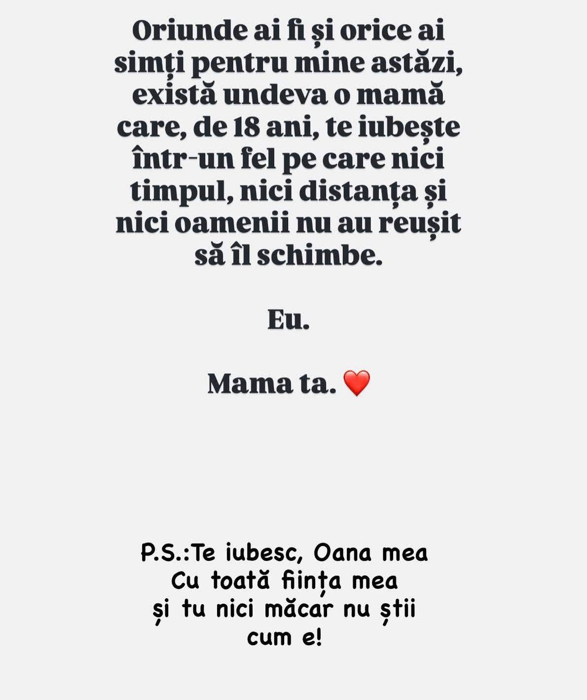 Roxana Blagu, mesaj emoționant pentru fiica ei, la majorat. Ce i-a transmis Oanei după 13 ani de când trăiesc separate: