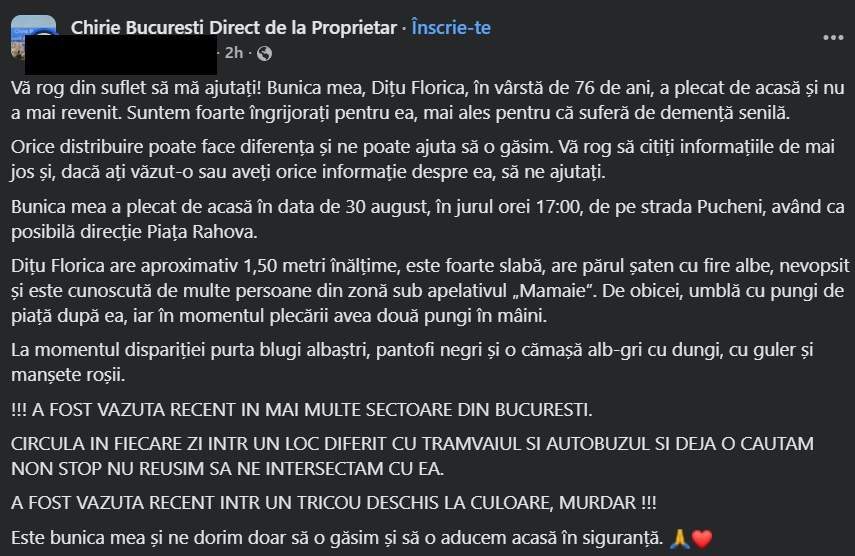 femeie disparuta