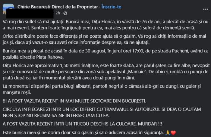 femeie disparuta