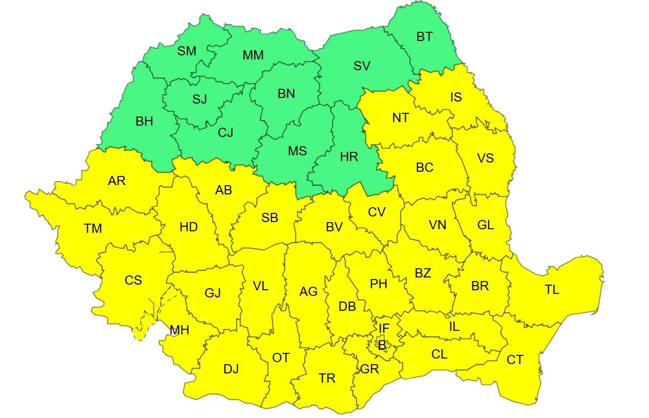 Vremea se schimbă radical în România! Canicula, urmată de vijelii și rafale de peste 90 km/h. ANM a emis mai multe coduri galbene