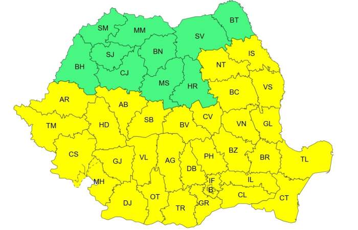 Vremea se schimbă radical în România! Canicula, urmată de vijelii și rafale de peste 90 km/h. ANM a emis mai multe coduri galbene