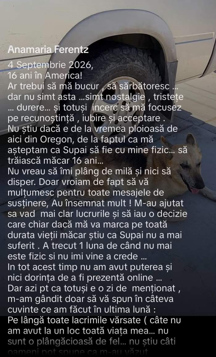 Anamaria Ferentz, mărturisiri emoționante la 16 ani de când s-a mutat în America: „Simt nostalgie, tristețe, durere”