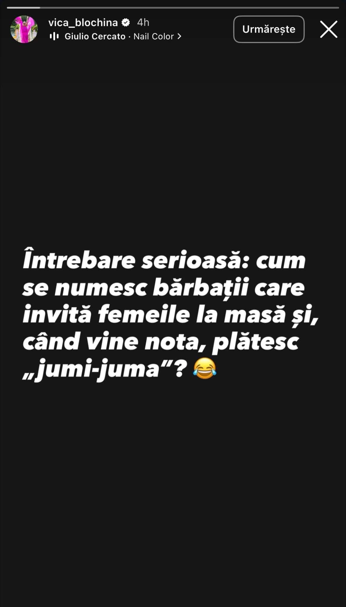 Vica Blochina a transmis un mesaj tranșant despre bărbații care împart nota la restaurant: „Cum se numesc?”
