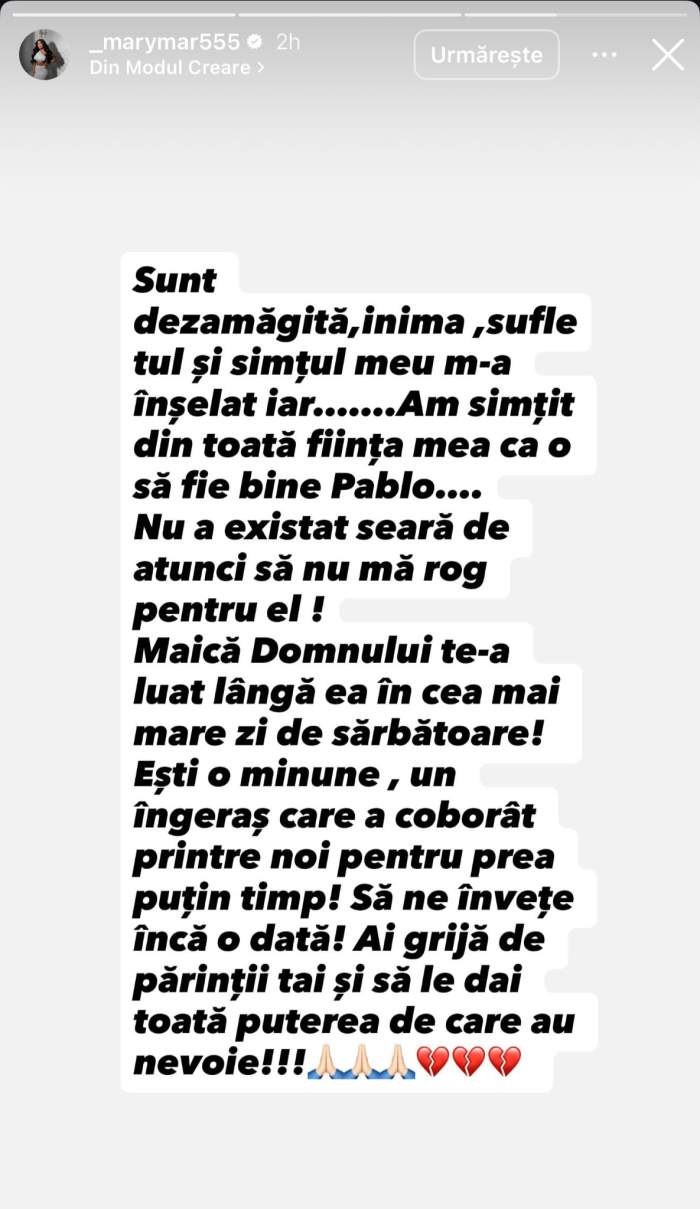 Alina Marymar s-a declarat dezamăgită după moartea lui Pablito